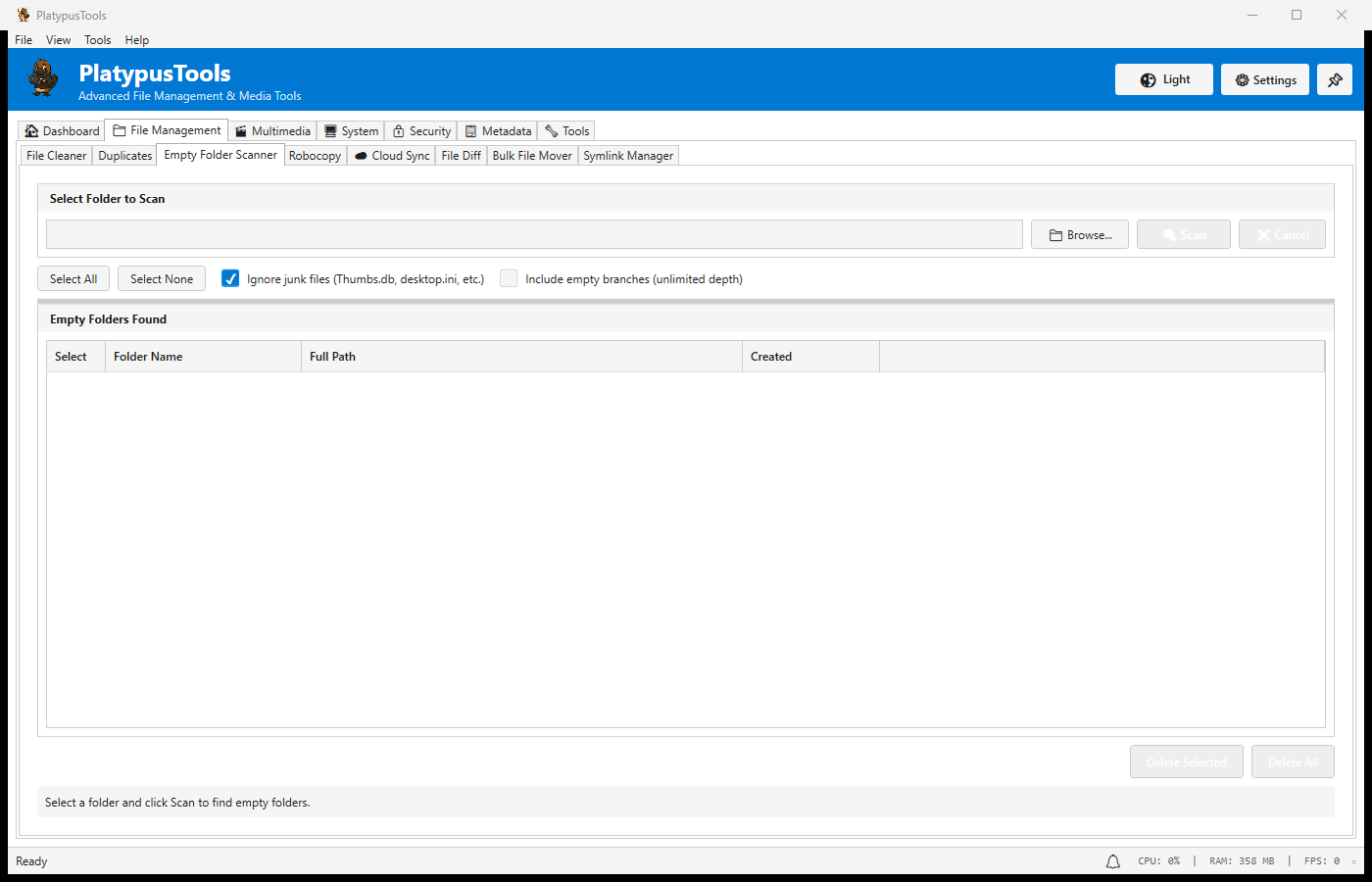 Empty Folder Scanner