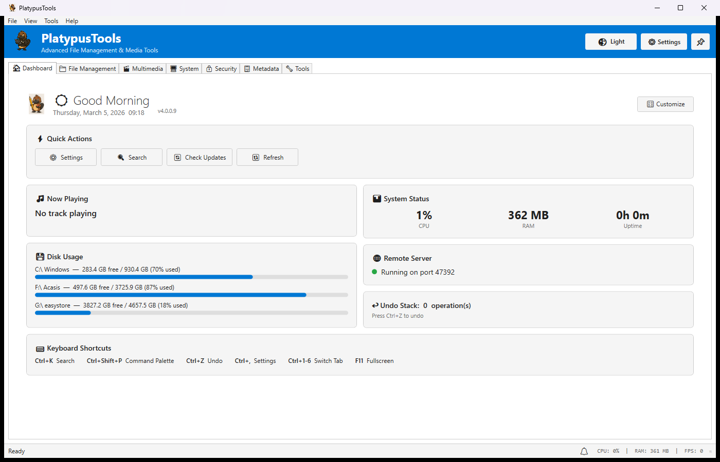 PlatypusTools overview screenshot