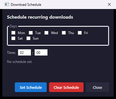 Schedule dialog